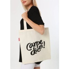 Tata Craft Omuz Çantası 35X40CM Ham Bez Çanta Baskılı Tasarım Trend Çanta