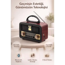 FaroxTech Ahşap Tasarım Radyo & Bluetooth Hoparlör - Nostaljik Tasarım Günümüz Teknolojisi - Taşınabilir