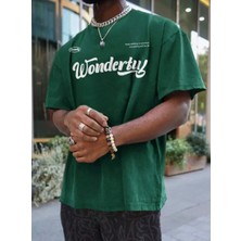 Punix Özel Seri Büyük Beden Wonderful Baskılı %100 Pamuk Ter Tutmayan Battal Erkek T-Shirt