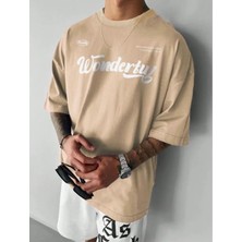 Punix Özel Seri Büyük Beden Wonderful Baskılı %100 Pamuk Ter Tutmayan Battal Erkek T-Shirt