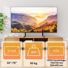 UmoTech Ayarlanabilir Masaüstü Tv Standı 37-75 Inç Universal Metal Televizyon Ayağı Siyah