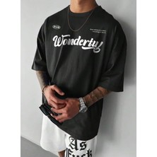 Punix Özel Seri Büyük Beden Wonderful Baskılı %100 Pamuk Ter Tutmayan Battal Erkek T-Shirt