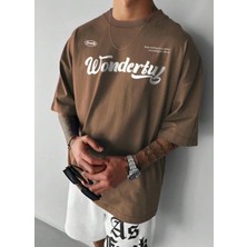 Punix Özel Seri Büyük Beden Wonderful Baskılı %100 Pamuk Ter Tutmayan Battal Erkek T-Shirt