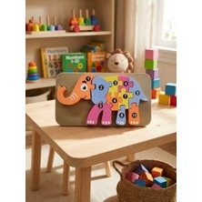 Piccomino Renkli Fil Figürlü Sayı Öğreten Pla Puzzle – Eğitici Çocuk Oyuncağı