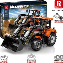 Reobrix Technic 22024 Kepçeli Traktör (Loading Tractor) Kumanda&motorlu Yaratıcı Yapı Blok Seti Building Blocks- 1496 Parça