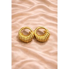 Ascera Halka Formlu Gold Renk Çelik Küpe