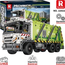 Reobrix Technic 22022 Çöp Toplama Kamyonu (Garbage Truck) Kumanda&motorlu Yaratıcı Yapı Blok Seti Building Blocks - 1468 Parça