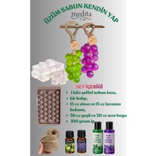 Medita Craft Üzüm Salkım Sabun Yapım Seti- 1 kg Şeffaf Sabun Bazı- 1 Adet Kalıp- Koku- Renk ve Tüysüz Ip