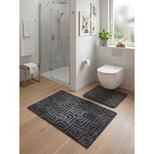 Maisoria Home Banyo Paspas Seti 2'li Yumuşak Kaymaz Taban Yıkanabilir Leke Tutmaz 60X100-40X60