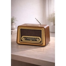 FaroxTech Nostaljik Retro Tasarım Bluetooth Hoparlör ve 3 Bantlı Şarjlı Radyo
