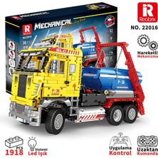 Reobrix Technic 22016 Çöp Yükleme Kamyonu (Ship Loading Truck) Kumanda&motor Yaratıcı Yapı Blok Seti Building Blocks - 1918 Parça
