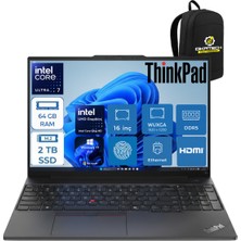 Lenovo Thinkpad E16 Intelcore Ultra 7 255H 64 GB Ram Ddr5 2 Tb SSD WİN11PRO 16 ” Fhd Taşınabilir Notebook 21SR006RTXOKA18