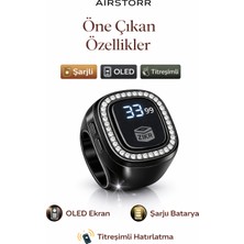 Airstorr Zikrmatik Dijital Tesbih Zikir Yüzük OLED Ekranlı Şarjlı Titreşimli Zikir Sayacı Saat & Tarih Özellikli Ekran