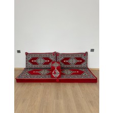 Akdağ Tekstil Şark Köşesi Takımı | 4 Parça Efsun Kırmızı Boş Kılıf (Süngersiz)