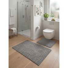 Maisoria Home Banyo Paspas Seti 2'li Yumuşak Kaymaz Taban Yıkanabilir Leke Tutmaz 60X100-40X60