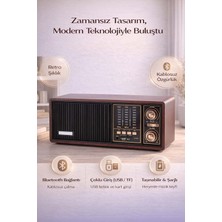 FaroxTech Retro Nostaljik Ahşap Bluetooth Hoparlör - Şarjlı Fm/am/sw Radyo - USB ve Tf Kart Girişli