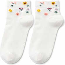 QUALITY WALKING Kadın Dikişsiz Çiçek Desenli Bambu Çorap Ipeksi His Günlük Şık Çorap