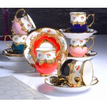 Acar Porselen Braxton Vintage 6 Kişilik Kahve Fincan Takımı 90 ml