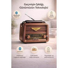 Retro Bluetooth Hoparlör - Şarjlı Ahşap Görünümlü Radyo - Çok Bantlı Taşınabilir Müzik Kutusu