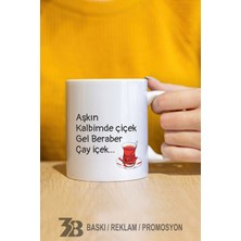 3B Baskı Reklam Promosyon Gel Çay İçek Temalı Porselen Kupa Bardak