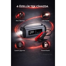 Shopping Area Taşınabilir Akü Takviye Cihazı Kompresör Powerbank LED Fener Acil Güç Kaynağı