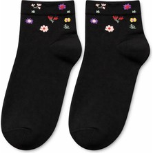 QUALITY WALKING Kadın Dikişsiz Çiçek Desenli Bambu Çorap Ipeksi His Günlük Şık Çorap