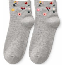 QUALITY WALKING Kadın Dikişsiz Çiçek Desenli Bambu Çorap Ipeksi His Günlük Şık Çorap