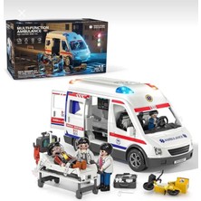 Farbu Oyuncak Aksesuarlı Sedyeli Sesli Işıklı Eğitici Oyuncak Ilk Yardım 5in1 Ambulans Oyun Seti
