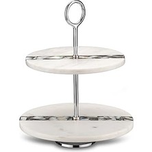 Indispensablely Romano Mermer 2 Katlı Servislik Beyaz