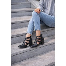 Defne Shoes Nora Tokalı Kalın Topuklu Günlük Deri Kadın Ayakkabı Delikli Rahat Şehir Stili