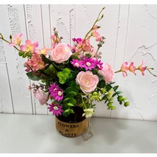 Sedosh Home Vision Pembe Gül Yapay Çiçek Aranjmanı Cam Vazoda Dekoratif