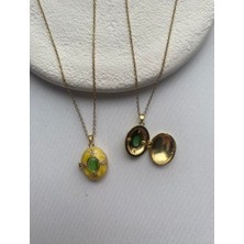 Vintage Oval Kapaklı Madalyon Kolye-Anı Kolyesi -Fotoğraf Koyulabilir