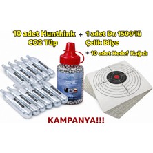 Dr 4.5mm 1500'LÜK  Çelik Bilye + 10 Ad.hedef Kağıdı+ 10 Ad. Hunthink Co2 ( Kampanya 1 )