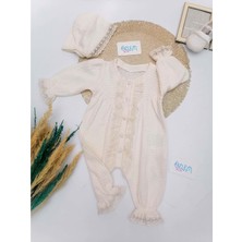 Minizeyn Victoria Dantel Bebek Tulumu Krem