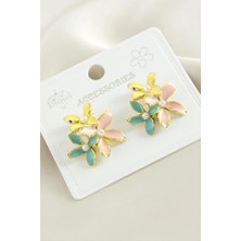 Zero Land Streozd Çiçek Mineli Küpe - Ebruli