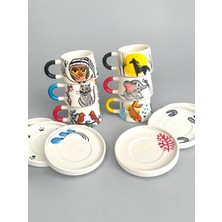 Dekoratif Hayvan Figürlü Doğa Temalı Çay-Kahve Fincanı 6 Adet