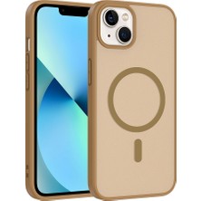 iPhone 14 Kılıf M-Safe Şarj Özellikli Zore Babet Kapak - Desert Gold