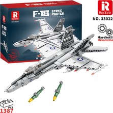 Reobrix 33022 American Mcdonnell Dougles F18 Hornet Strike Fighter Jet Uçak Yaratıcı Yapı Blok Seti Building Blocks - 1387 Parça