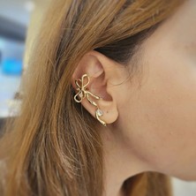 Merve Takı Fiyonk Figür Gold Kıkırdak Küpe