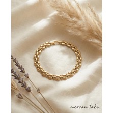 Mervan Takı Gold Renk Paslanmaz Çelik Modern Zincir Bileklik