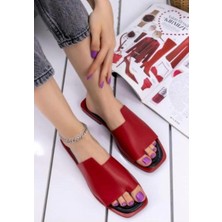 Defne Shoes Kadın Yazlık Terlik Premium Seri Lazer Kesim Kare Burun Düz Taban Rahat Şık Günlük Kullanım Terliği Sarı Beyaz Siyah Kırmızı