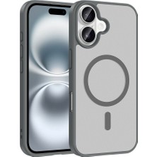 iPhone 16 Kılıf M-Safe Şarj Özellikli Zore Babet Kapak - Gri