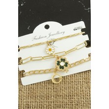 Zero Land Streozd 3 Adet Yonca Tr Zincir Bileklik - Sarı