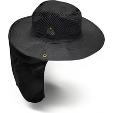 Mustran Yazlık Güneş Şapkası Uv Korumalı Fileli Safari Outdoor Balıkçı Şapkası Ense Korumalı Unisex – Siyah