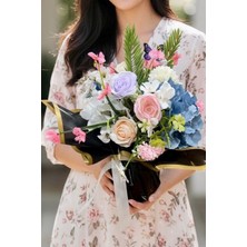 Sedosh Home Vision Renkli Kır Çiçeği Yapay Çiçek Aranjmanı Cam Vazoda Dekoratif