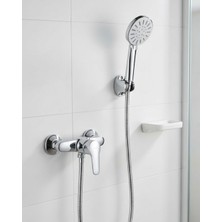 İsmiyle Al 4 Fonksiyonlu Krem El Duşu Seti Spiral Hortum ve Duş Askısı