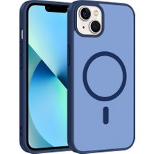iPhone 14 Kılıf M-Safe Şarj Özellikli Zore Babet Kapak - Mavi