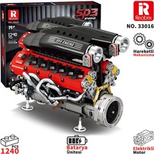 Reobrix Technic 33016 Ferrari Daytone Sp3 Motor Bataryalı&motorlu Yaratıcı Yapı Blok Seti Building Blocks - 1240 Parça