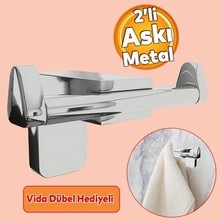 Alz Banyo Tam Paslanmaz Ömürlük Ikili Çatal Bornoz ve Havlu Askısı Duvara Monteli
