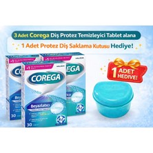 Corega Diş Protez Beyazlatıcı 30 Tablet - 3 Adet -Diş Protez Saklama Kutusu Hediyeli